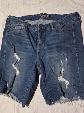 torrid Ripped Dark Blue Boyfriend Jeans Shorts